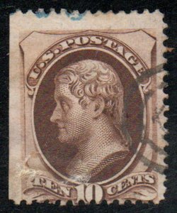 US #161 Fine Used, straddle margin, secret mark, Nice!