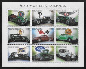 Comoro Islands 840-841 Classic Automobiles set Mini-Sheets MNH c.v. $13.00