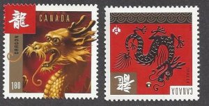Canada #2495 & 97i, MNH New Year, year of the dragon   issued 2012
