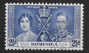 DOMINICA SG98 1937 CORONATION 2½d BLUE USED (p)