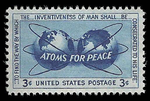 # 1070 MINT NEVER HINGED ATOMS FOR PEACE     XF+