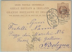 82625 - MALTA - Postal History - Postmark C on GB STATIONERY CARD to ITALY 1882-