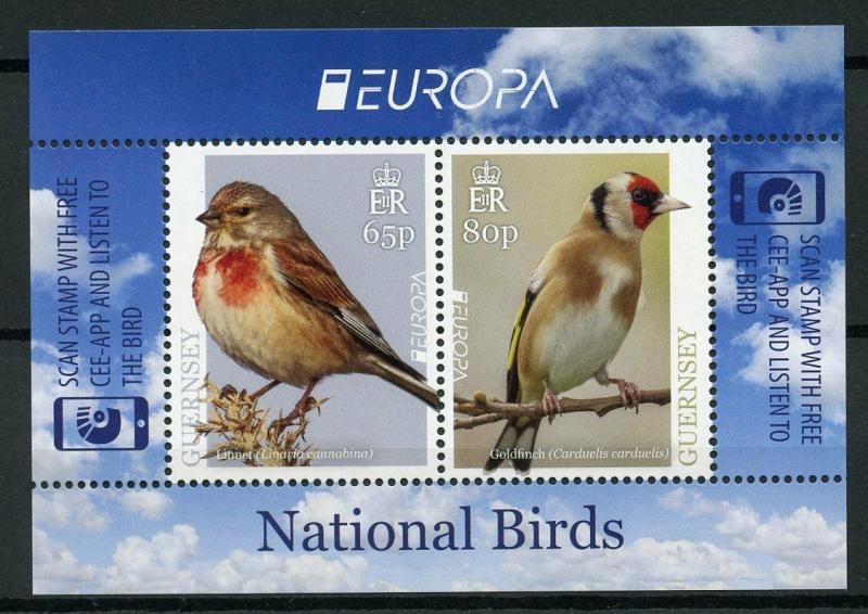 Guernsey 2019 MNH National Birds Europa Finches Linnets 2v M/S Stamps