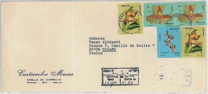 31445 - BOLIVIA - POSTAL HISTORY - oversize COVER to ITALY ORCHIDS