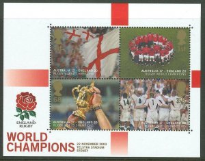 Great Britain # 2171 (SG MS2416)  Rugby  souvenir sheet  (1)  Mint NH