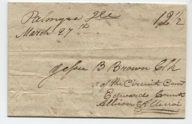 1826 Palmyra IL manuscript stampless folded letter R8 DPO[5806.803]