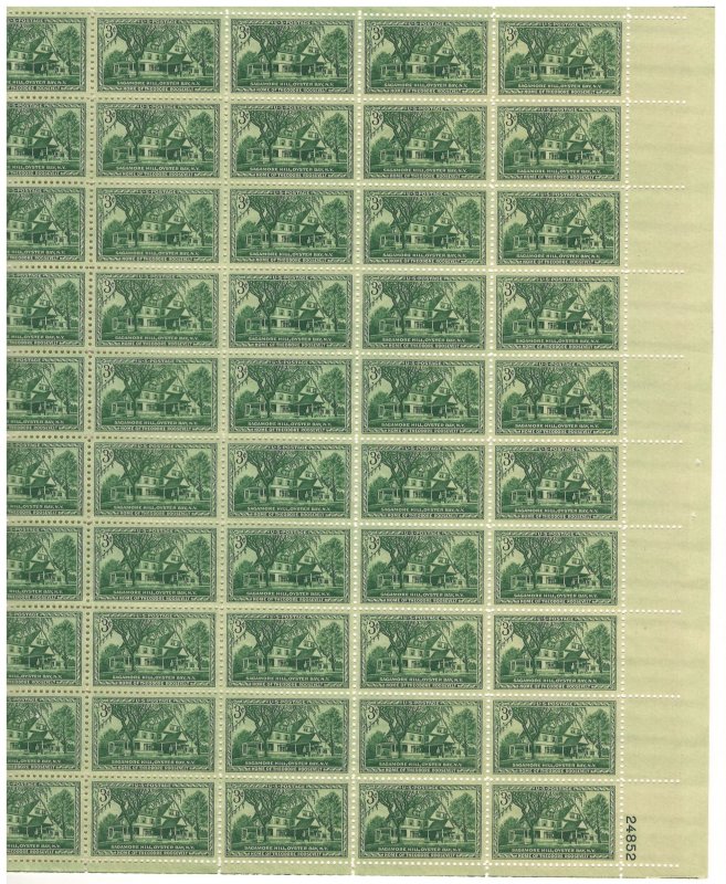 #1023 – 1953 3¢ Sagamore Hill – MNH OG Sheet