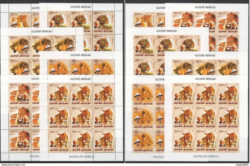 M1317 Imperf,Perf 2005 Guinea-Bissau African Wild Cats Lions Animals 18Set Mnh