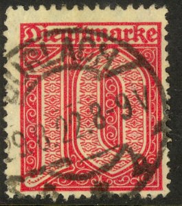 GERMANY 1920-21 10pf Carmine Rose OFFICIAL Sc O2 VFU