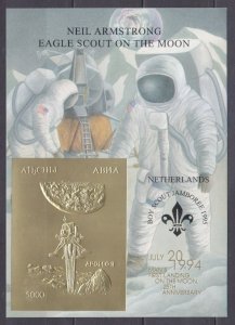 1995 Abkhazia Republic 1v/Bb gold 20 years of Apollo 11 overprint Scouts 20,00 €