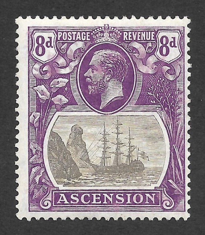 Doyle's_Stamps: MH 1924 British Ascension 8-Pence KGV Scott  #18* VF