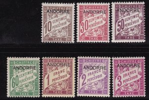 1931 FRENCH ANDORRA, Tax n . 2/8 7 values MNH / **