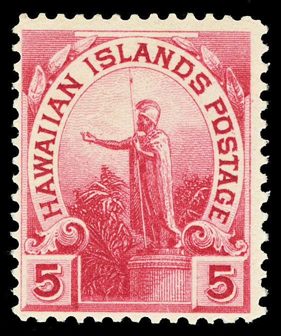 Hawaii Scott 76 1894 5c Carmine Rose Kamehameha I Issue Mint Fine OG NH Cat $11