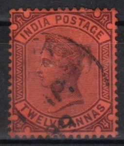 India 1888 QV SG100 12a. Purple/Red VF Used (Stamp R014)