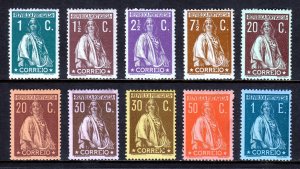 PORTUGAL — SCOTT 209/223 — 1912-20 CERES, P15X14, CHALKY PAPER — MH — SCV $268