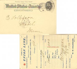 United States Minnesota Mabel 1892 cds  Receiver  Postal Card  Reverse Blue a...