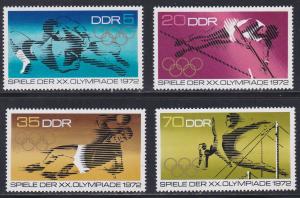 Germany DDR # 1370-1373, Munich Summer Olympics, NH, 1/2 Cat.