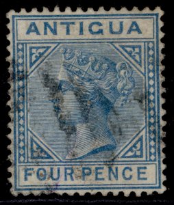 ANTIGUA QV SG20, 4d blue, USED. Cat £14.