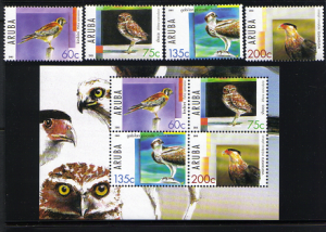 Aruba #268-71 mint set, birds of prey, issued 2005