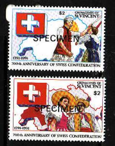 St Vincent Grenadines-Sc#812-13-Unused NH Specimen-Man & Woman-1991-Maps-