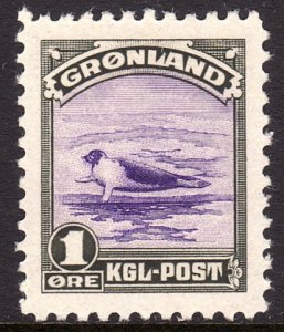 1945 Greenland Harp Seal 1 ore issue MLH Sc# 10 CV $18.50