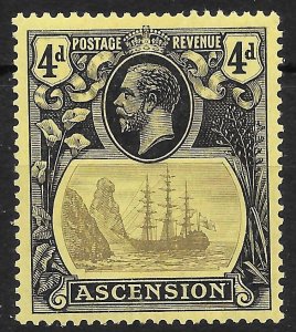 ASCENSION SG15b 1924 4d GREY-BLACK & BLACK ON YELLOW TORN FLAG VAR MTD MINT