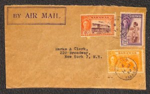 SARAWAK 186 189 & 191 STAMPS MARKS & CLERK KUCHING AIRMAIL COVER 1950