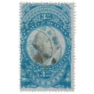 1871 $3.50 U.S. Internal Revenue, George Washington, Blue & Black Scott R126