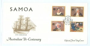 Samoa (Western Samoa) 701-704 1987 Explorers of the Pacific (set of four) on an unaddressed cacheted first day cover.