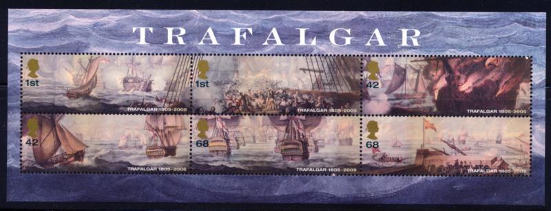 GREAT BRITAIN BATTLE OF TRAFALGAR S/S 6 DIFFERENT STAMPS SCOTT 2326c