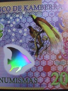 ​AFRICA- 2013-BANK OF KAMBERRA POLYMER-$20 NOTE-UNC- WITH HOLOGRAM FISH-VF
