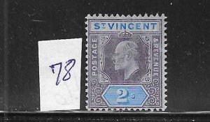 ST. VINCENT SCOTT #78 1902 2SH (GREEN/VIOLET) WMK 2 - MINT HINGED