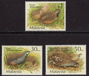 Thematic stamps malaysia 2001 QUAIL PARTRIDGE 995/7 mint