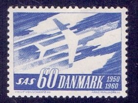 Denmark 1961 MNH  10 year Scandinavian Airlines System  complete