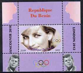 BENIN - 2009 - Diana, JFK & Olympics #13- Perf De Luxe Sheet - MNH-Private Issue