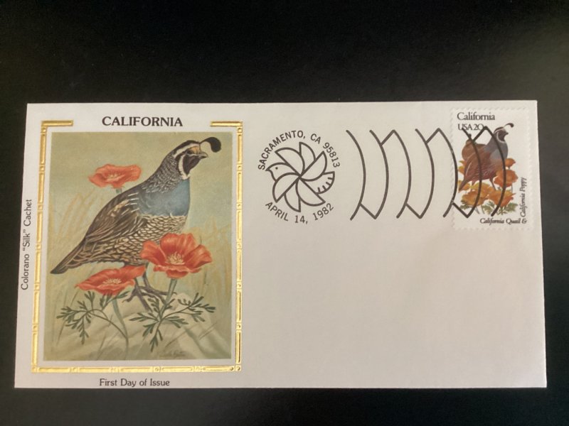 US Scott #1957 California FDC unaddressed Colorano Silk Calif Quail & Poppy