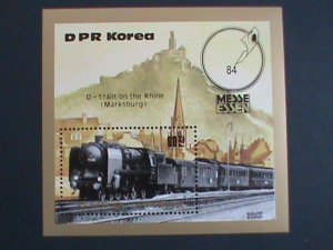 ​KOREA STAMP-1984-SC#1374 ESSEN'84 STAMPS SHOW-TRAIN MNH SHEET VERY RARE-VF