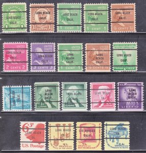 Precancels - Long Beach, CA - 19 Different Bureau Issues