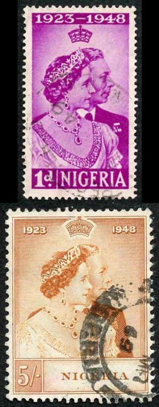 Nigeria SG62/63 1948 Royal Silver Wedding Set Used