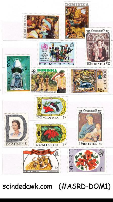 COLORFUL COLLECTION OF DOMINICA MINT STAMPS IN SMALL STOCK BOOK