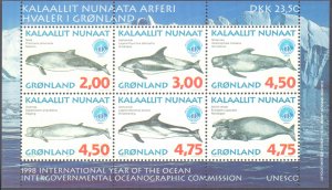 Greenland #329-334a, Complete Set(7), 1998, Whales, Never Hinged