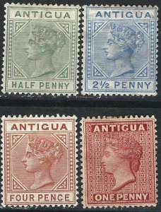 Antigua 4 Different MH VF 1882-84 SCV $19.10