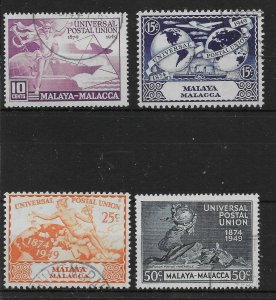 MALAYA MALACCA SG18/21 1949 U.P.U. SET USED