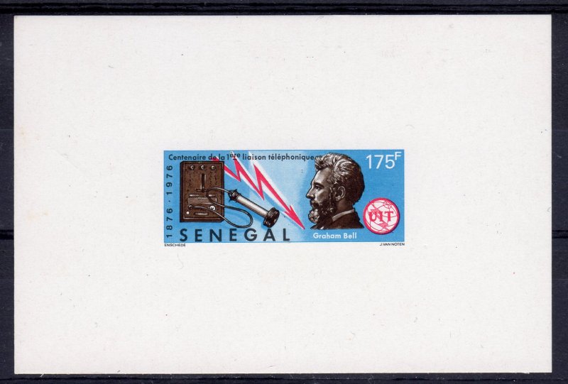 Senegal 1976 Sc#427 A.G.Bell Telephone Centenary ITU DELUXE S/S IMPERFORATED MNH