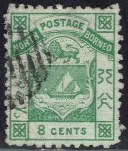 NORTH BORNEO 1886 ARMS 8C USED