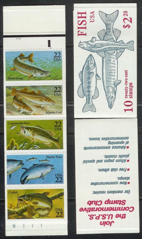 USA Stamps 1986 Fish Stamps/Booklet of 10 , CV $18 Scott # BK 154 MNH OG