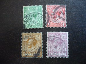 Stamps - Great Britain - Scott# 187,188,194,195 - Used Part Set of 4 Stamps