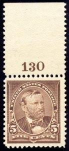 US 270 5c 1895 Ulysses S. Grant watermark OG LH plate #130 single logo capture