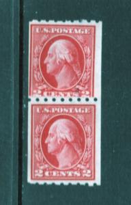 Scott #  411  UNUSED  Coil pasteup Pair OG MNH  cat  $55