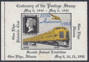 1940/1965 Centenary of Postage Stamps Cinderella Poster Stamp Train MNH